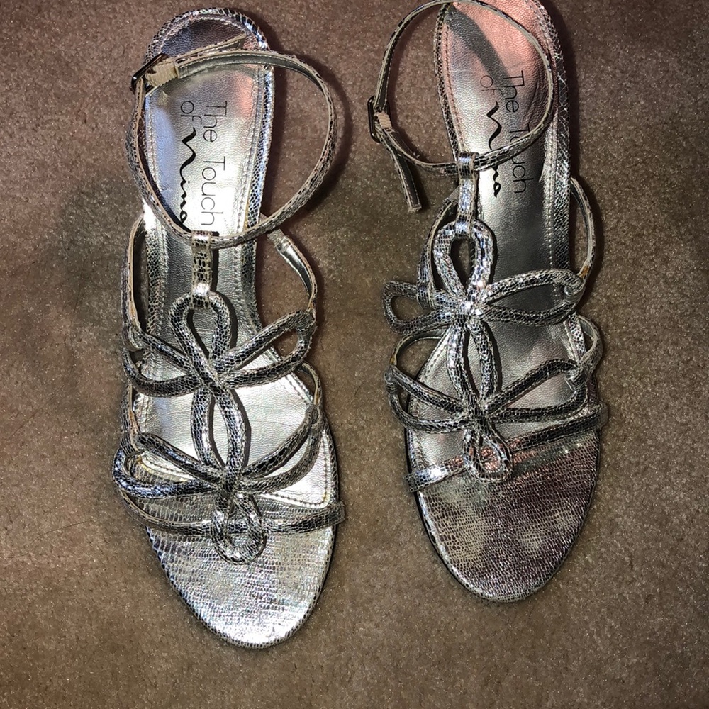 Silver prom shoes